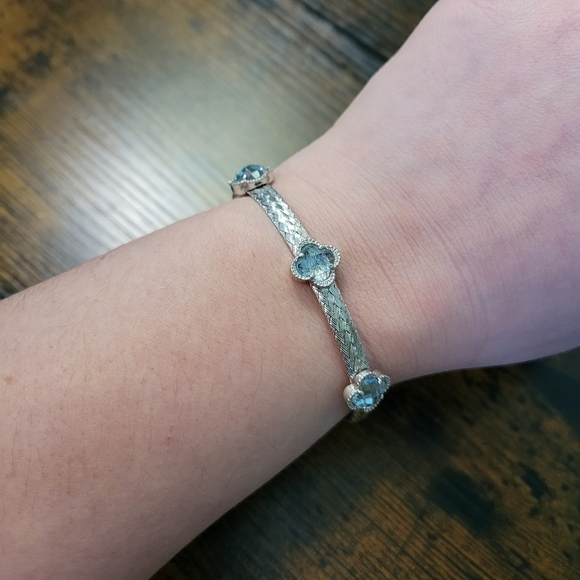 Kay jewelers Natural Aquamarine Sterling Silver Open Bangle *Pre-owned - Picture 2 of 5